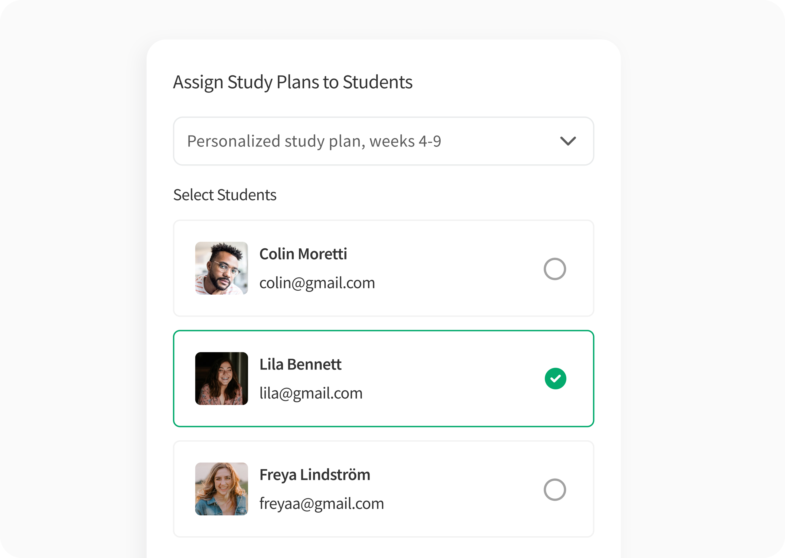 Personalized Study Plans Interface