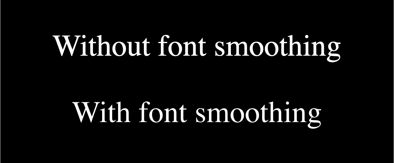 Deux exemples de textes, l'un avec la propriété font-smooth et l'autre sans