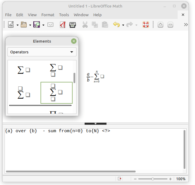 StarMath 入力ボックス (Libre Office)